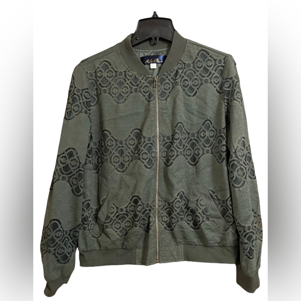 Dark Olive Bomber Jacket with Lace